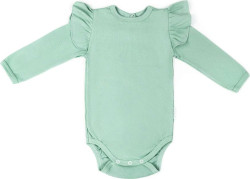 Боди детское с длинным рукавом с рюшами AMAROBABY Fashion, зеленый, р.68