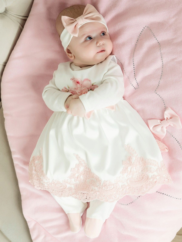 Комплект на выписку Luxury Baby Принцесса, комбинезон и платье Розы 62